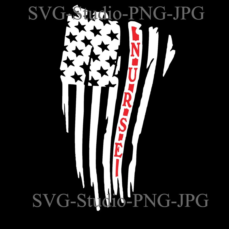 Download Nurse red line American flag digital file download svg ...