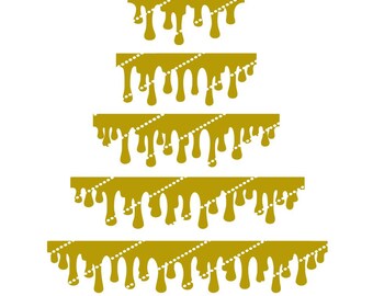 Designer SVG Cut File Five Dripping Border Honey Chocolate or Paint Bundle Digital Cutting Files for Scrapbooking or DIY Crafting