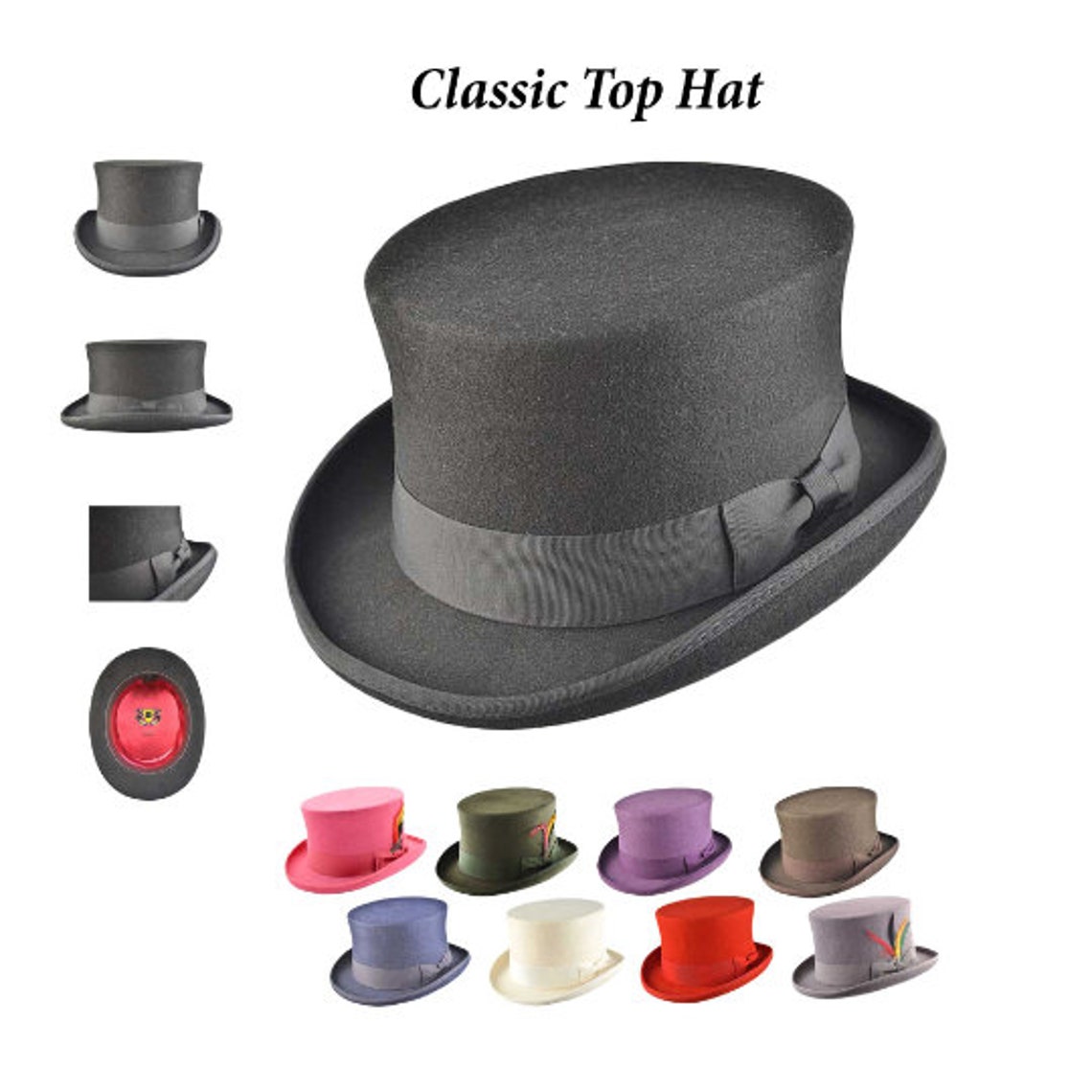 Grey Top Hats Etsy