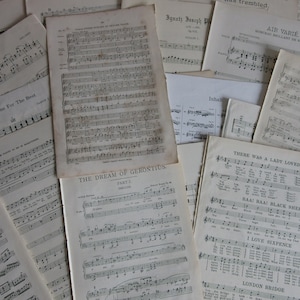 Vintage Sheet Music Pages - 10 or 20 sheets | Old Sheet Music | Junk Journal | Ephemera Sheet Music | Arts and Crafts | Junk Journaling