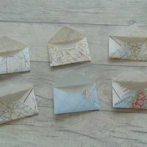 Mini Umschläge Vintage Maps Mini Umschläge | 6er Pack für Vintage Junk Journal |  Kartengestaltung | Größe 9,5 cm x 5,5 cm
