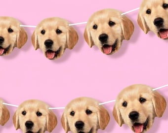Guirnalda con cara de perro personalizada, decoración para fiestas de mascotas con cara de gato, guirnalda divertida para despedidas de soltera y cumpleaños, decoración divertida para cabezas grandes.