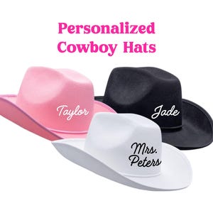 Personalized Cowboy Hat Western Bachelorette Custom Name Birthday Cowgirl Outfit Accessories Rodeo Carter Bride Gift Nashville Hoedown