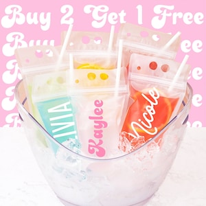 Personalized Name Drink Pouches Bachelorette Pool Party Summer Vacation Accessories Cabo Scottsdale Custom Party Favors