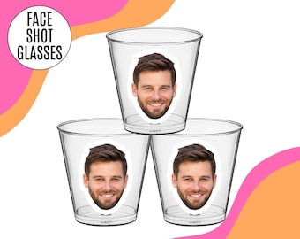 Groom Face Shot Glasses Bachelorette Party Favors Big Head Drink Plastic Cups Party Favors Birthday Decorations Face on Stick Confetti Funny