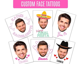 Custom Face Temporary Groom Tattoo Bachelorette Party QR Code Lets go Party Venmo Buy Bride Drink Tattoos Bridesmaid Gift Personalized Favor