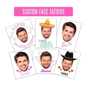 Custom Face Temporary Groom Tattoo Bachelorette Party QR Code Lets go Party Venmo Buy Bride Drink Tattoos Bridesmaid Gift Personalized Favor