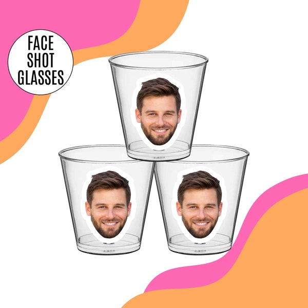 Groom Face Shot Glasses Bachelorette Party Favors Big Head Drink Plastic Cups Party Favors Birthday Decorations Face on Stick Confetti Funny