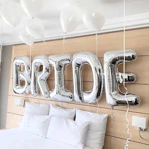 Palloncino grande da sposa da 40 pollici, decorazioni per addio al nubilato, bianco e argento, per foto di fidanzamento, matrimonio, decorazioni per sposa jumbo.