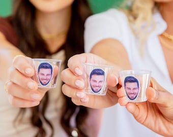 Face Shot Glasses Bachelorette Party Cups Favors Groom Head Drink Plastic Party Gift Birthday Bday Decorations Face on Stick Confetti Funny