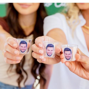 Face Shot Glasses Bachelorette Party Cups Favors Groom Head Drink Plastic Party Gift Birthday Bday Decorations Face on Stick Confetti Funny