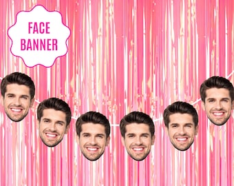 Decoraciones de pancartas de fiesta con caras personalizadas, cara divertida, despedida de soltera personalizada, cumpleaños de jefe, decoraciones divertidas, cumpleaños de niños, cabezas grandes, guirnalda de cuerdas