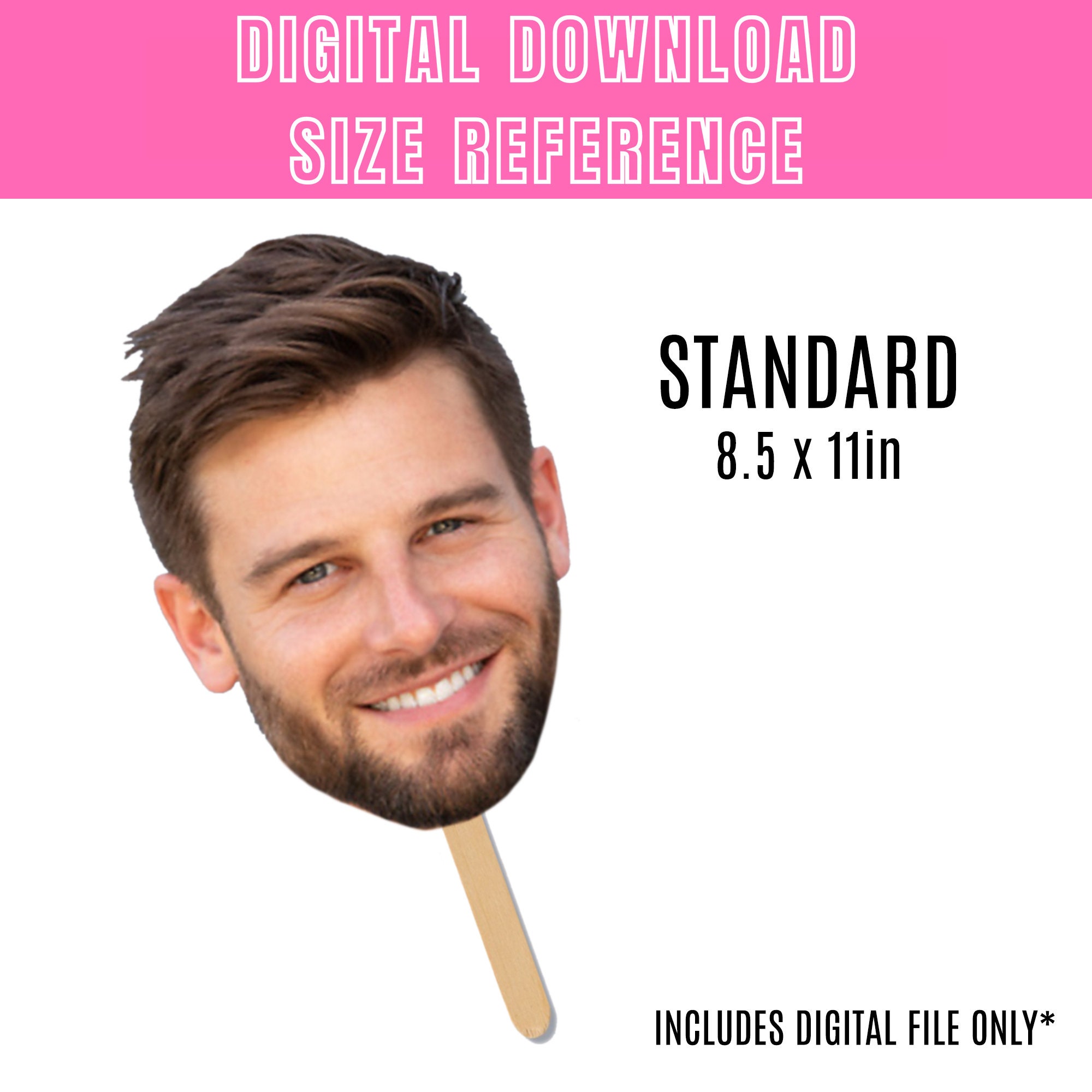Face on A Stick Digital File Party Favor Face Fan Photobooth Etsy