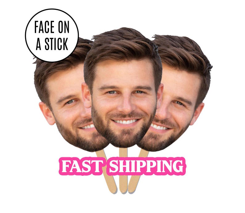 Face on A Stick Big Head Cutouts Big Head Graduation Birthday Sports Game Decorations Gag Gift Funny Decor Fat Head Marathon Sunkissed image 1