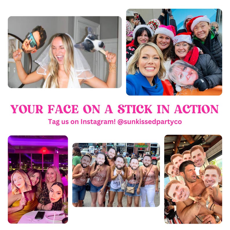 Face on A Stick Big Head Cutouts Big Head Graduation Birthday Sports Game Decorations Gag Gift Funny Decor Fat Head Marathon Sunkissed image 5