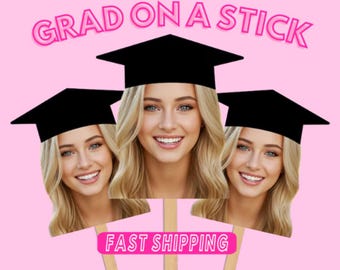 Faccia su un bastone Festa di laurea Cheerleading Classe 2026 Decorazioni Grande testa Ritaglio grasso Regalo di laurea Regalo scherzoso Faccia Fan Cheerleading Supporto Laureato
