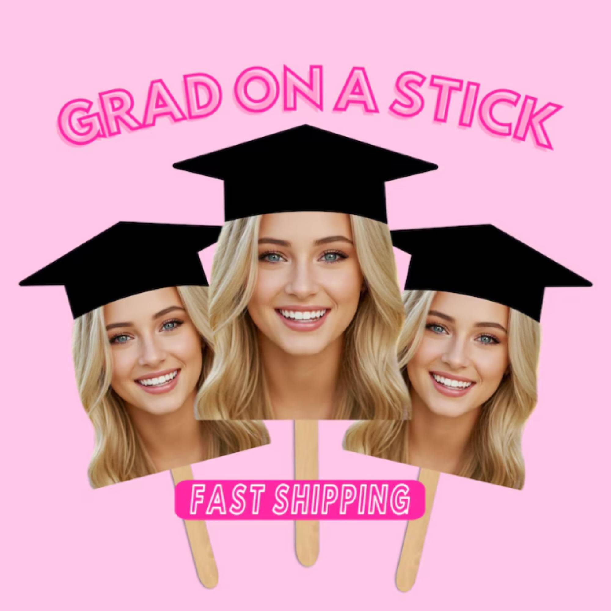 Grad Face Sticks Face on a Stick Graduation Party Cheer Class of 2026 Decorations Big ...