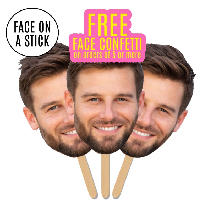 Face on A Stick Big Head Cutouts Bachelorette Party Photobooth Birthday Groom Face Fan Nashbash Matching Bridesmaids Fiancé Funny Favors 