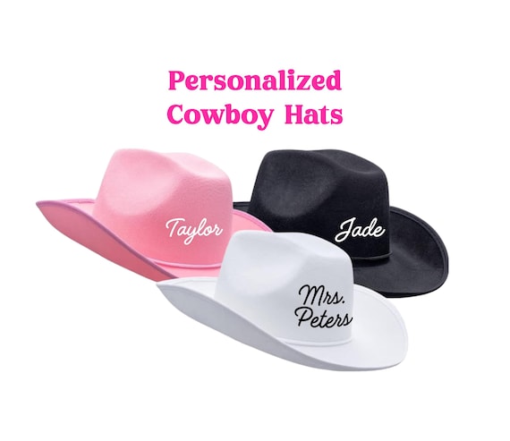 Personalized Cowboy Hat Western Bachelorette Custom Name Birthday Cowgirl Outfit Accessories Rodeo Carter Bride Gift Nashville Hoedown