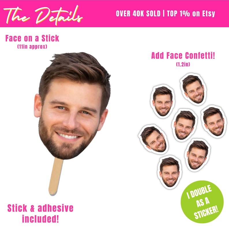 Face on A Stick Big Head Cutouts Big Head Graduation Birthday Sports Game Decorations Gag Gift Funny Decor Fat Head Marathon Sunkissed image 3