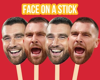 Décorations de football avec des visages sur bâtonnets, découpes de grosses têtes, anniversaire avec grosses têtes, jeu de sport, décorations Travis, décorations du dimanche, fête de football avec grosses têtes Taylor