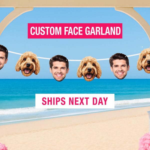 Dog Groom Face Banner Personalized Custom Face Party Decorations Garland Funny Face Bachelorette Bride Bday Decorations Big Heads Decor
