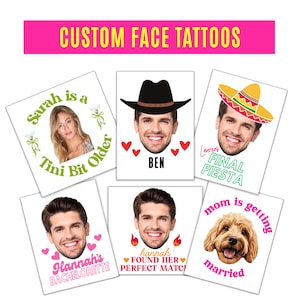 Aangepaste gezicht tijdelijke bruidegom tattoo vrijgezellenfeest Tini Bit Margs huwelijk Cowboy kamp finale Fiesta bruidsmeisje tattoo gepersonaliseerde gunst