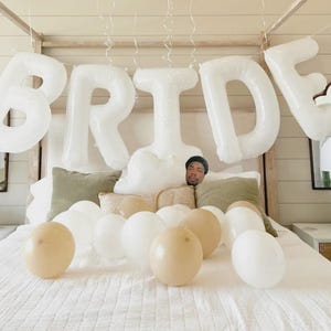 Bride Balloon White 40inch Engagement Party Bachelorette Decorations White Bridal Engagement Bride Photo Engaged Matrimony Jumbo Bride Decor