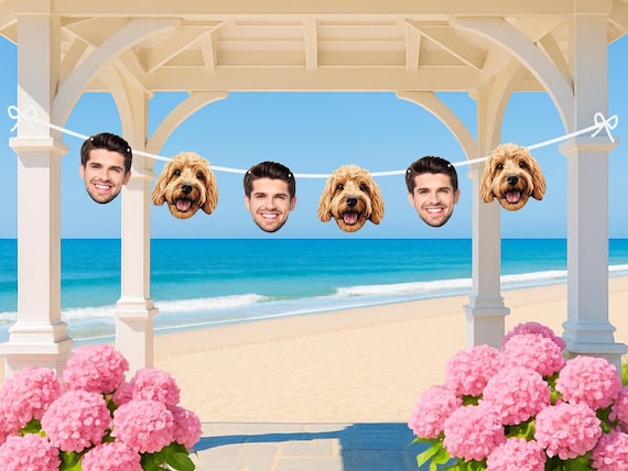 Dog Groom Face Banner Personalized Custom Face Party Decorations Garland Funny Face Bachelorette Bday Funny Decorations Big Heads Decor