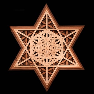 Hexagram Flower of Life Sacred Geometry 3d Layered wood wall art