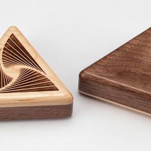 Triangle Pocket Shaker, Triad Design, Walnut Wood, Handcrafted Percussion Shaker