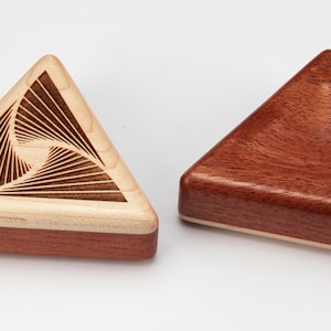 Triangle Pocket Shaker, Triad Design, Mahogany Wood, Handcrafted Percussion Shaker Instrument