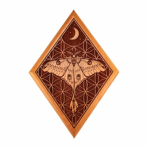Luna Moth Engraved Solid Cherry Wood Wall Art