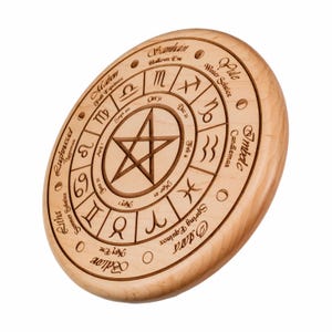 Wheel Of The Year, Engraved Solid Maple Alter Wheel / Wall Art