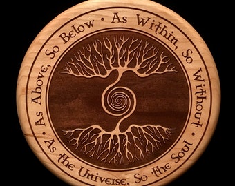 As Above, So Below, Engraved Solid Cherry Wall Art