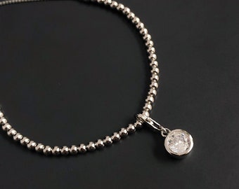 GEBURTSSTEIN SET Charm Armband, Sterling Silber Armband, Diamant Armband, Silber Armband, April Birthstone, April Edelstein Armband