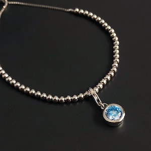 GEBURTSSTEIN SET Charm Armband, Sterling Silber Armband, Aquamarin Armband, Silber Armband, März Geburtsstein, März Edelstein Armband