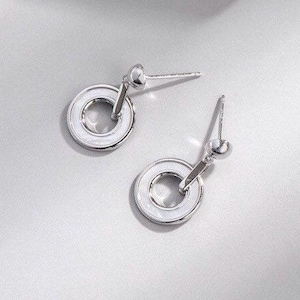 Mother of Pearl Stud Drop Earrings, Silver Stud Earrings, beach minimalist earrings, Sea Shell earrings, simple drop earrings, gift for Mum,