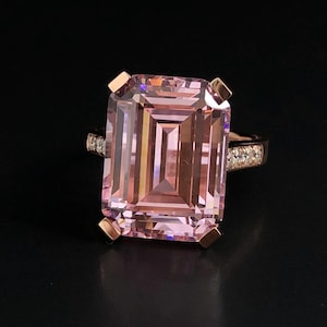 FLAIR Pink Sapphire Ring Sterling Silver Ring, Engagement Ring, Emerald Cut, birthstone ring, Pink Gemstone ring, Wedding Anniversary Gift