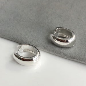 Hoop earrings, funky earrings, oval earrings, sterling silver earrings, Christmas gift, everyday Earrings, chunky hoops, birthday gift ideas