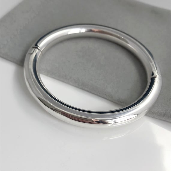 Doughnut Sterling Silver Round Bangle Bracelet Statement Large
