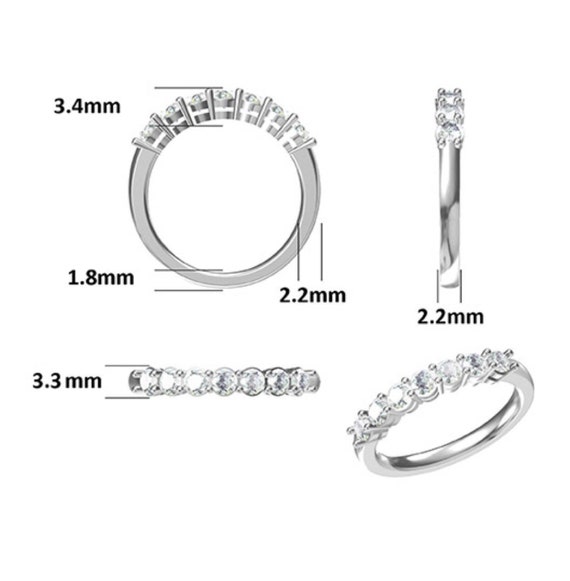 Anillo De Eternidad De Moissanita 1 Quilate - Plata 925 Chapada En Oro, Ideal Aniversario O Boda
