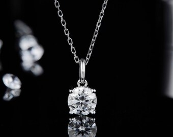 Collar de diamantes CLARA de 1 ct, collar de moissanita con certificación de alta calidad, moissanita con diamantes en oro, regalo de boda, regalo de aniversario