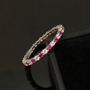 Eternity Ruby Ring, red Ruby jewellery Engagement Ring, Promise Ring, Ruby Wedding anniversary, July birthday Ruby eternity rings.