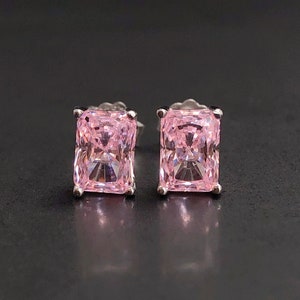 MIA Light Pink Topaz earrings, Sterling Silver studs, light pink topaz stud earring Birthstone, wedding anniversary gift