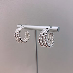 Art Deco Earrings, minimalism sterling silver hoop earring, chunky silver earrings, unique designer earrings, Scandinavian Design Earrings