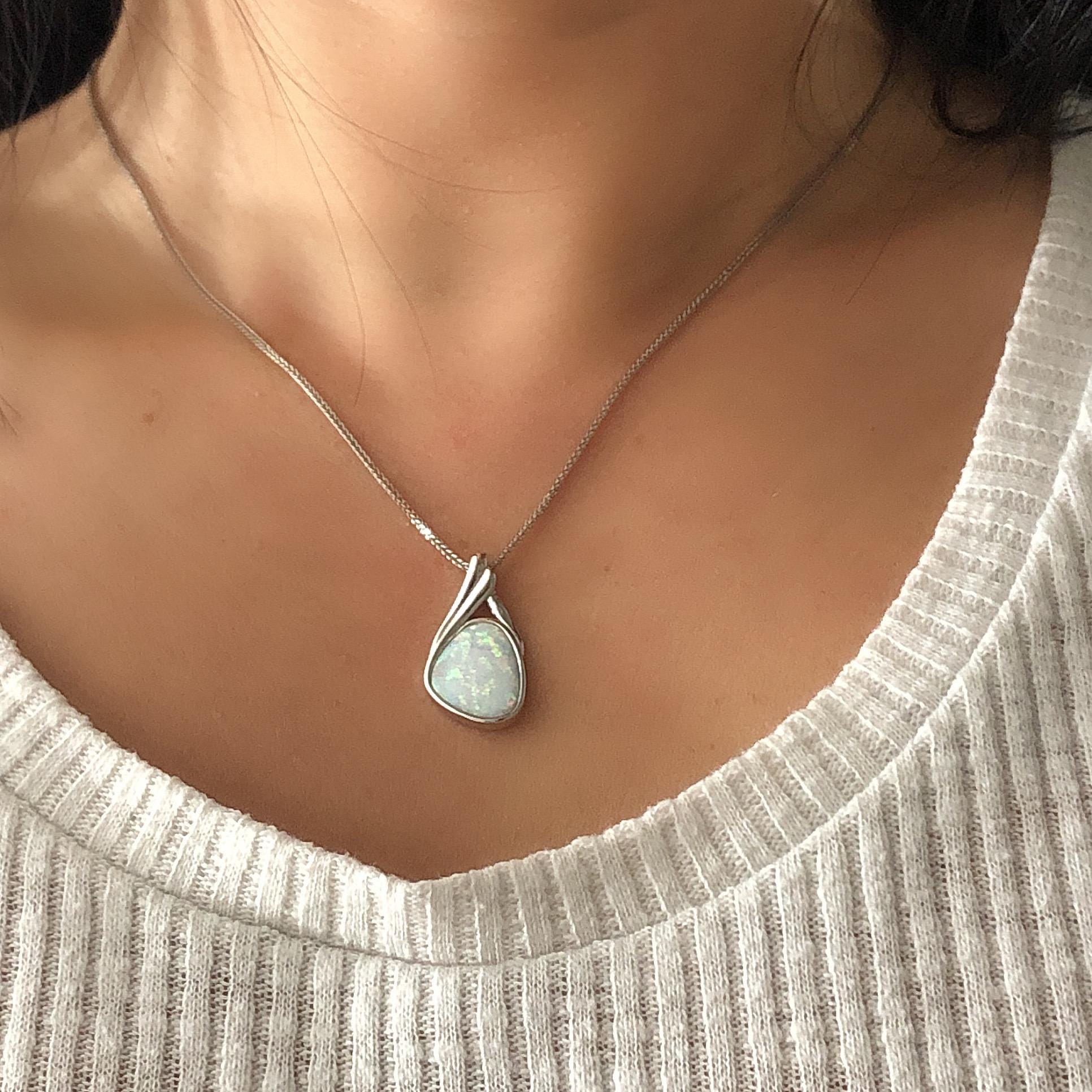 Delicate Gioielli Di Gioielli Minimalista Fuoco Opal Semplice In - Foto 9