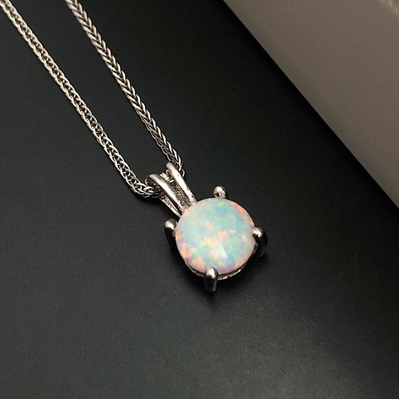 Simple opal shop necklace