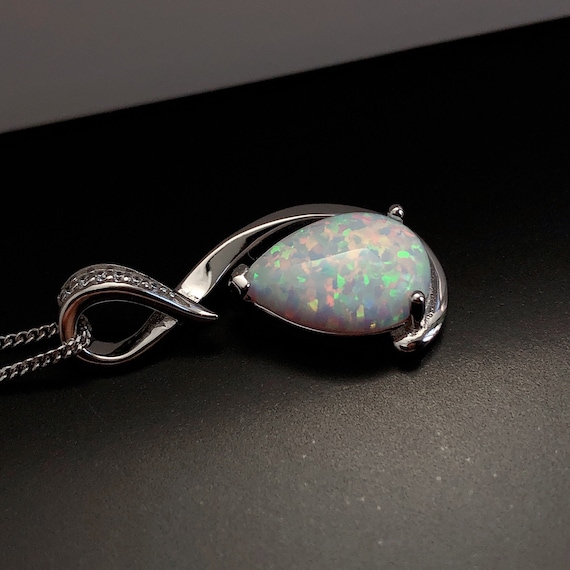 Collier Argent Sterling 925 Avec Opale éthiopienne Naturelle 9x6 Mm - Chaîne 45 Cm, Bijou Spirituel Cadeau - 6
