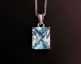 Top Grade Aquamarine Necklace, March Birthstone, Sterling Silver Necklace, Blue Pendant, Gemstone Necklace, Birthday, Anniversary Gift